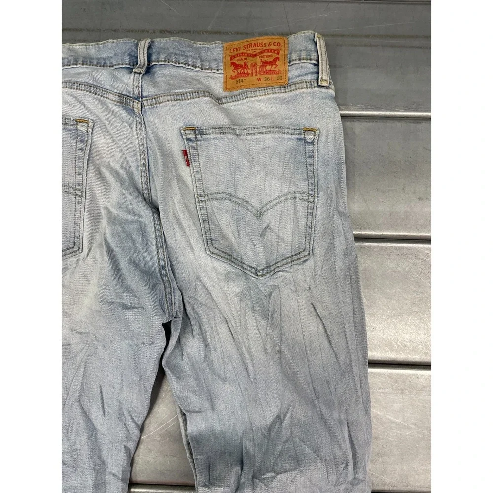 Levis 514 Slim Straight Jeans Mens 36x32 Blue Light Wash‎ Denim